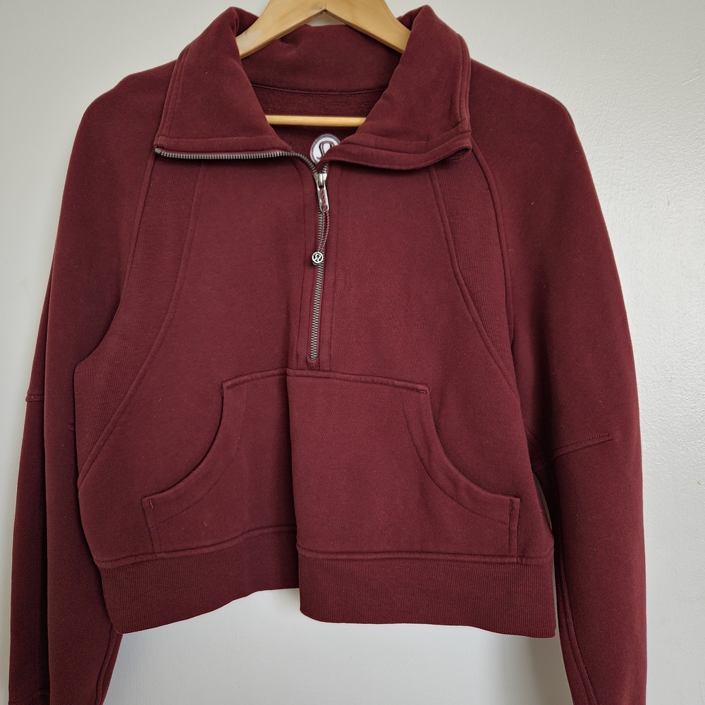 NWOT Lululemon Oversized Scuba Funnel Neck Zip in Red Merlot, Size XS/S